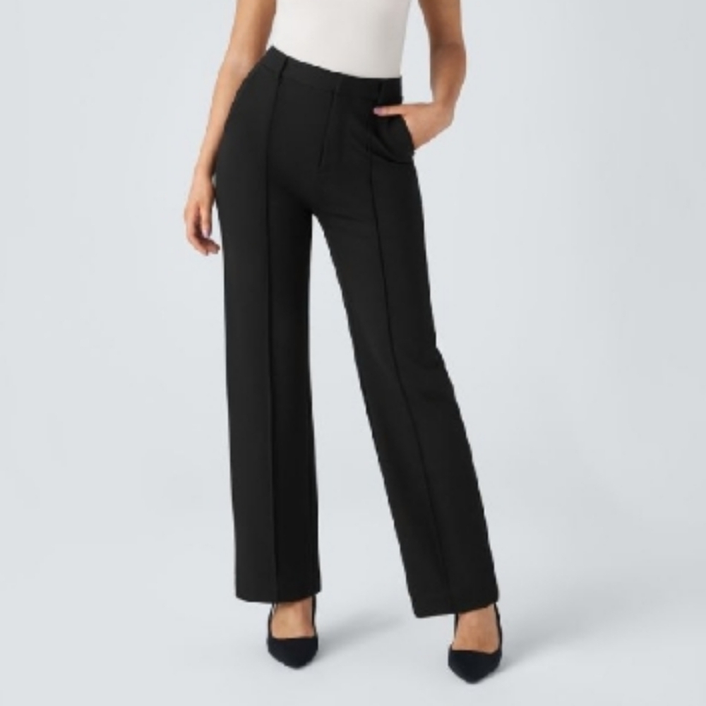 HALARA Black Straight-Leg Trousers